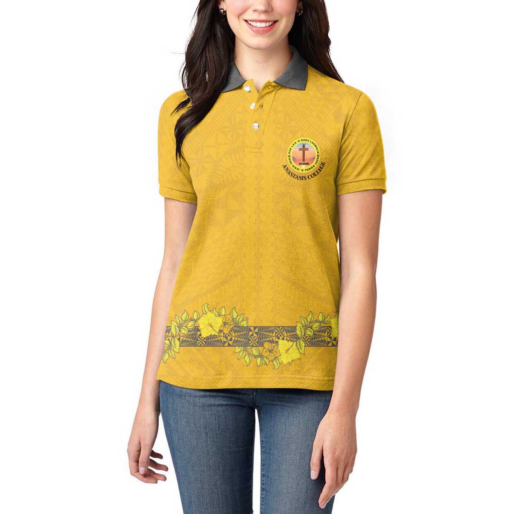 Tonga Anastasis College Women Polo Shirt Tongan Ngatu Kupesi Pattern LT05 - Polynesian Pride