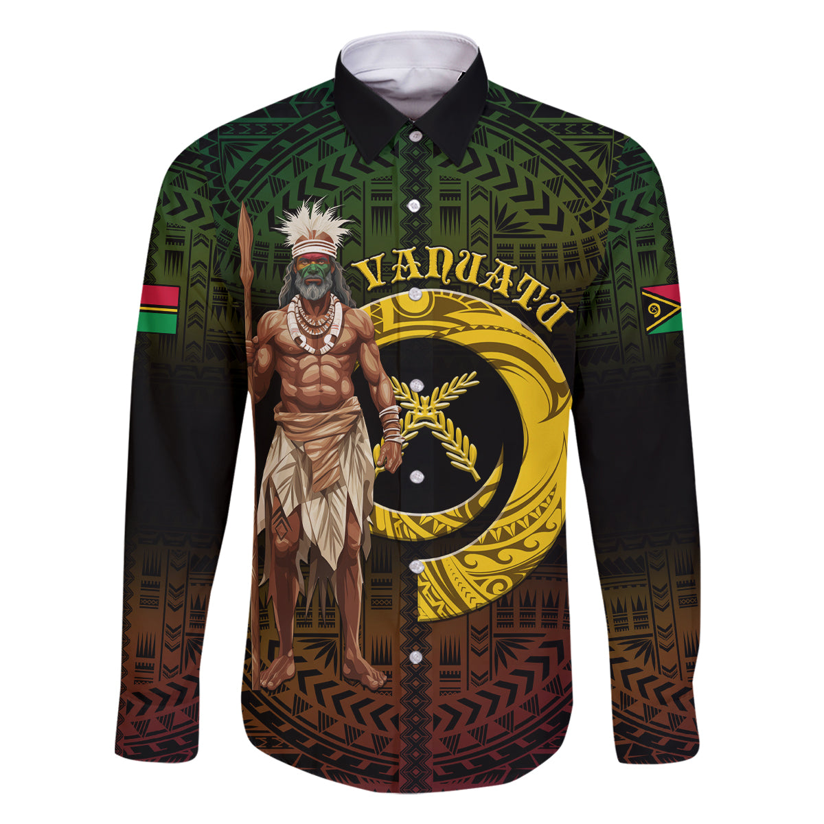 Personalised Vanuatu Custom Chiefs Day Family Matching Long Sleeve Bodycon Dress and Hawaiian Shirt Pig Tusk Simple Style LT05 Dad's Shirt - Long Sleeve Black - Polynesian Pride