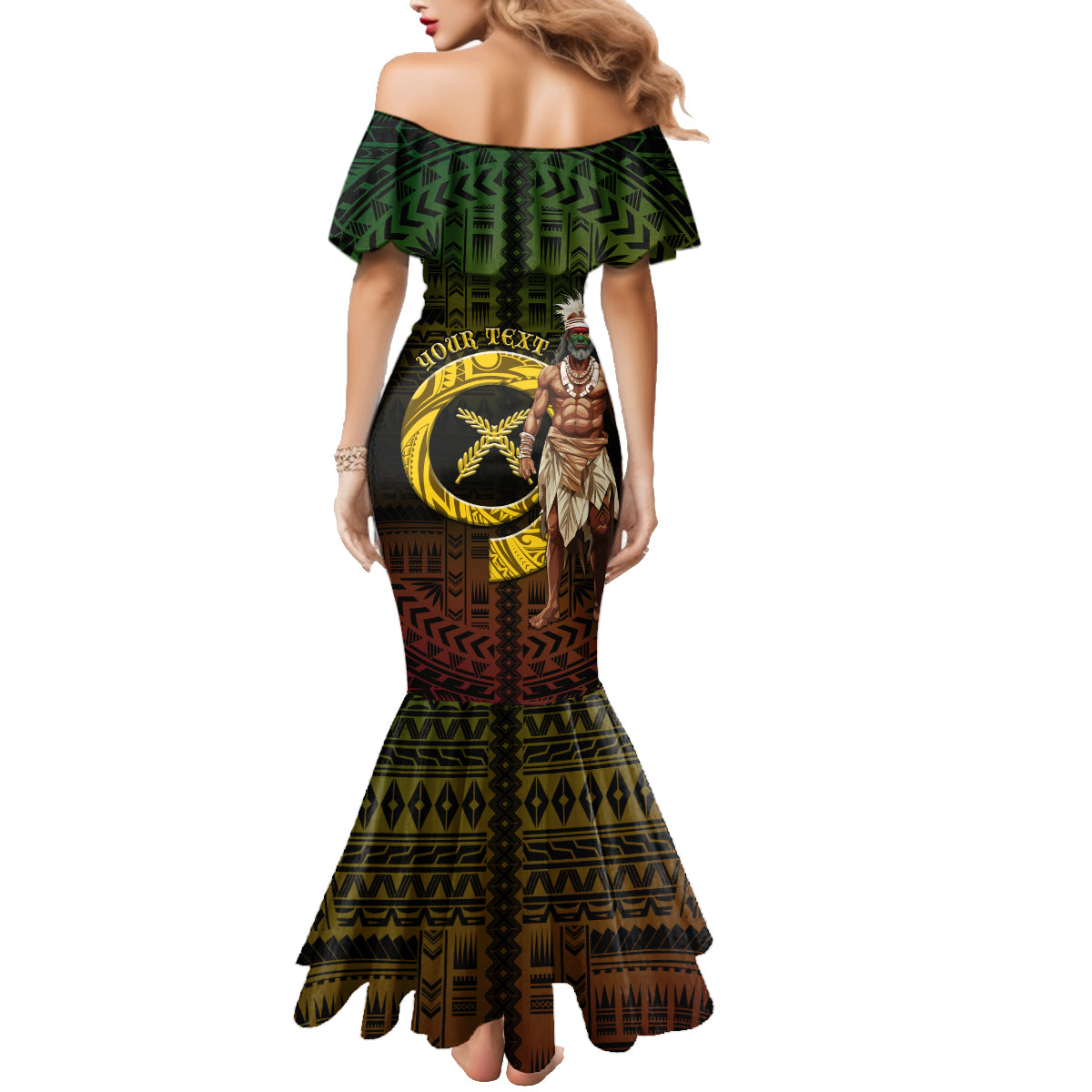 Personalised Vanuatu Custom Chiefs Day Family Matching Mermaid Dress and Hawaiian Shirt Pig Tusk Simple Style LT05 - Polynesian Pride