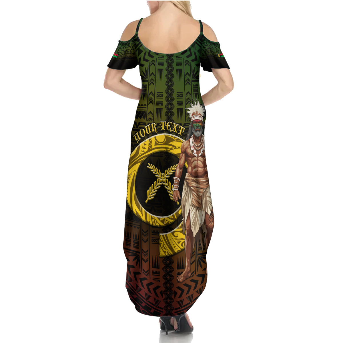 Personalised Vanuatu Custom Chiefs Day Family Matching Summer Maxi Dress and Hawaiian Shirt Pig Tusk Simple Style LT05 - Polynesian Pride