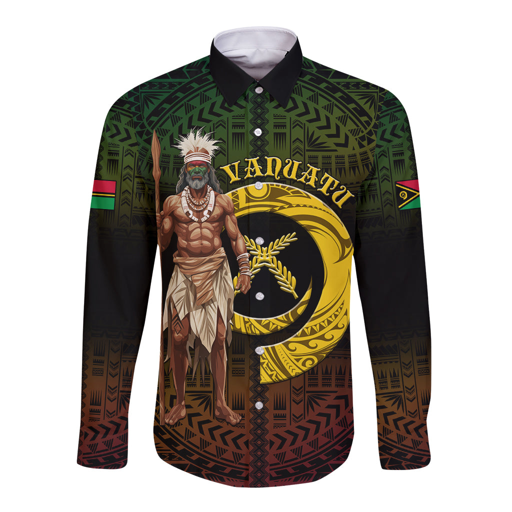 Personalised Vanuatu Custom Chiefs Day Long Sleeve Button Shirt Pig Tusk Simple Style LT05 Unisex Black - Polynesian Pride