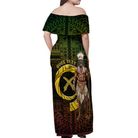 Personalised Vanuatu Custom Chiefs Day Off Shoulder Maxi Dress Pig Tusk Simple Style LT05 - Polynesian Pride