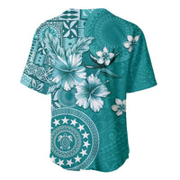 Cook Islands Baseball Jersey Teal Hibiscus And Stars LT05 - Polynesian Pride