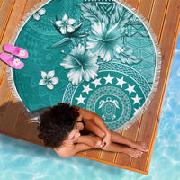 Cook Islands Beach Blanket Teal Hibiscus And Stars