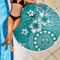 Cook Islands Beach Blanket Teal Hibiscus And Stars