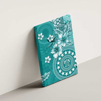 Cook Islands Canvas Wall Art Teal Hibiscus And Stars