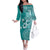 Cook Islands Family Matching Off The Shoulder Long Sleeve Dress and Hawaiian Shirt Teal Hibiscus And Stars