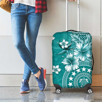 Cook Islands Luggage Cover Teal Hibiscus And Stars