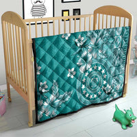 Cook Islands Quilt Teal Hibiscus And Stars LT05 - Polynesian Pride