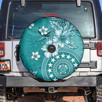 Cook Islands Spare Tire Cover Teal Hibiscus And Stars