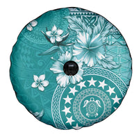 Cook Islands Spare Tire Cover Teal Hibiscus And Stars