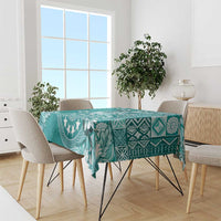 Cook Islands Tablecloth Teal Hibiscus And Stars LT05 - Polynesian Pride