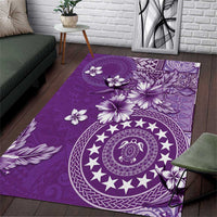 Cook Islands Area Rug Purple Hibiscus And Stars LT05 Purple - Polynesian Pride