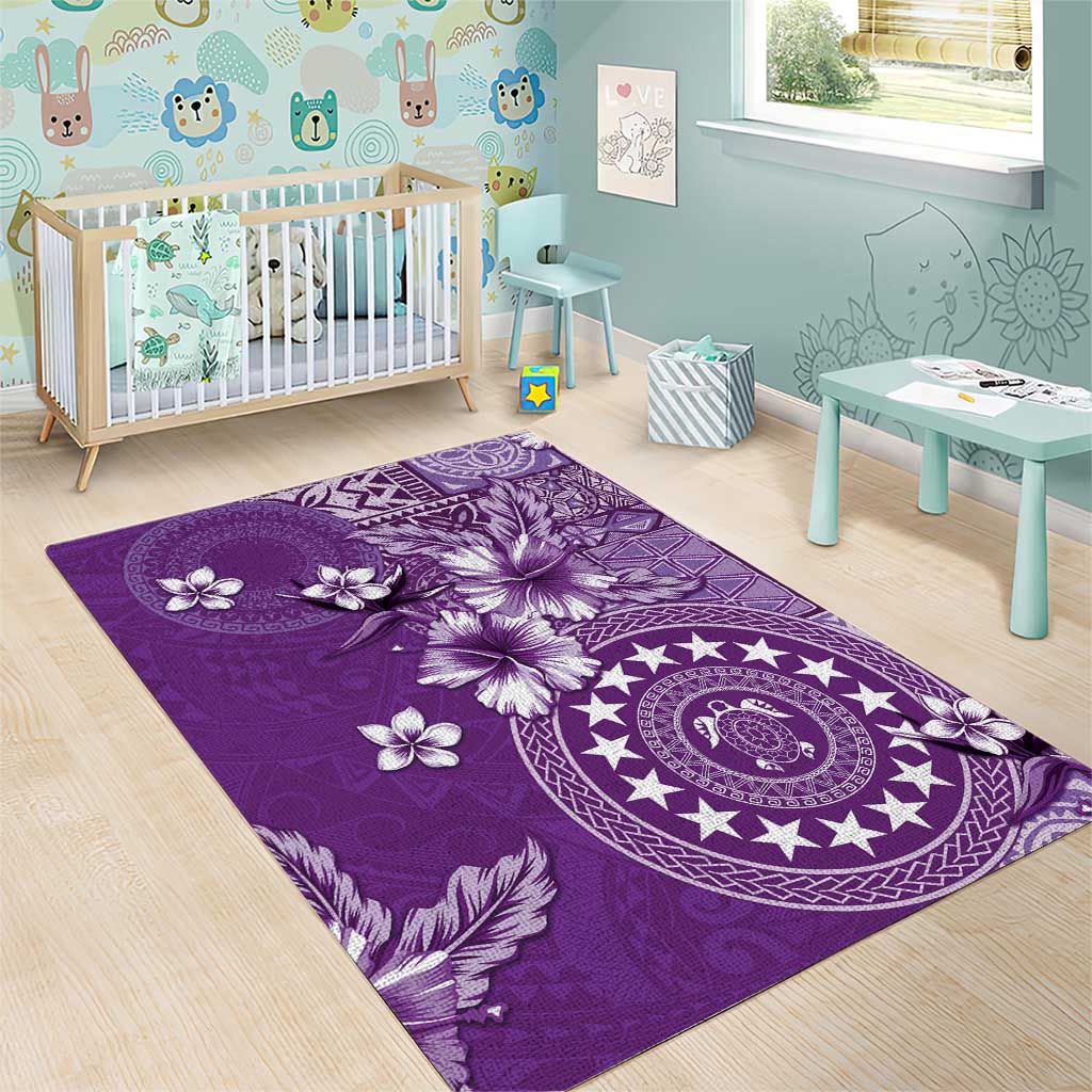 Cook Islands Area Rug Purple Hibiscus And Stars LT05 - Polynesian Pride