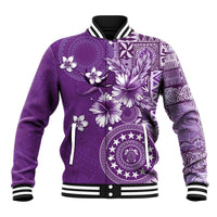 Cook Islands Baseball Jacket Purple Hibiscus And Stars LT05 Unisex Purple - Polynesian Pride