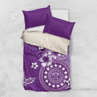 Cook Islands Bedding Set Purple Hibiscus And Stars LT05 US Twin 172cm x 218cm Purple - Polynesian Pride