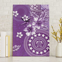 Cook Islands Canvas Wall Art Purple Hibiscus And Stars