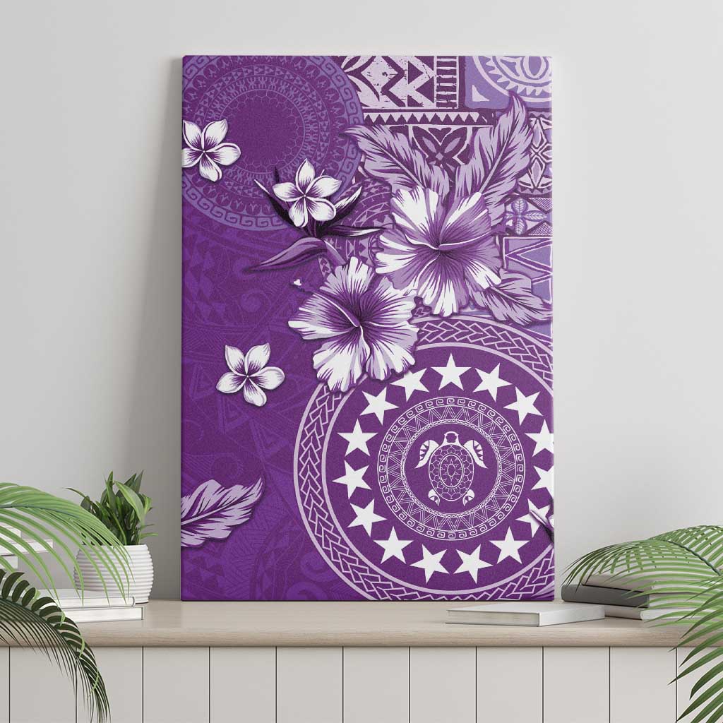 Cook Islands Canvas Wall Art Purple Hibiscus And Stars