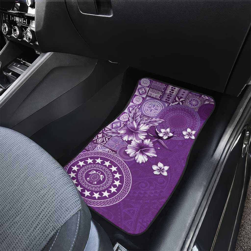 Cook Islands Car Mats Purple Hibiscus And Stars