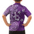 Cook Islands Family Matching Off The Shoulder Long Sleeve Dress and Hawaiian Shirt Purple Hibiscus And Stars