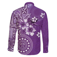 Cook Islands Family Matching Puletasi and Hawaiian Shirt Purple Hibiscus And Stars
