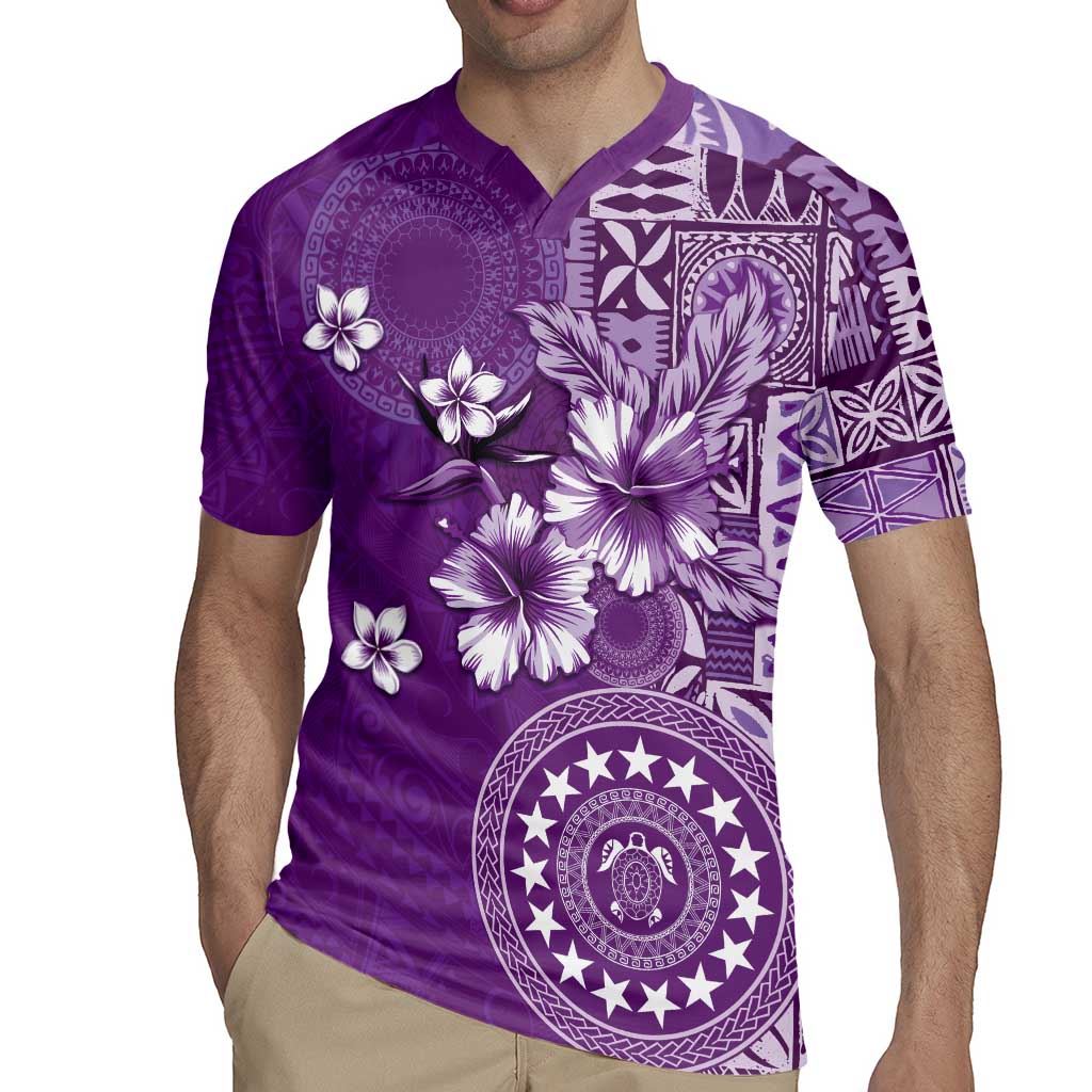 Cook Islands Rugby Jersey Purple Hibiscus And Stars LT05 - Polynesian Pride