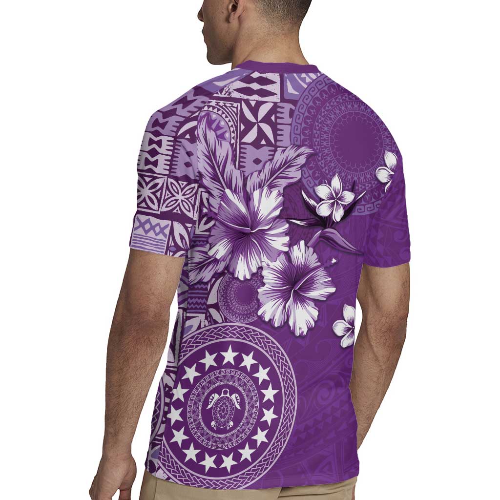 Cook Islands Rugby Jersey Purple Hibiscus And Stars LT05 - Polynesian Pride