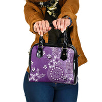 Cook Islands Shoulder Handbag Purple Hibiscus And Stars