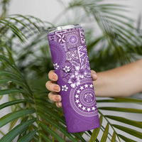 Cook Islands Skinny Tumbler Purple Hibiscus And Stars LT05 - Polynesian Pride