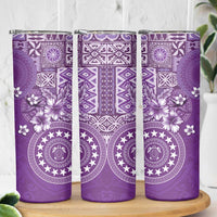 Cook Islands Skinny Tumbler Purple Hibiscus And Stars LT05 - Polynesian Pride