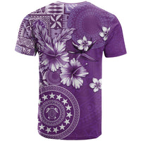 Cook Islands T Shirt Purple Hibiscus And Stars LT05 - Polynesian Pride