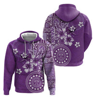 Cook Islands Zip Hoodie Purple Hibiscus And Stars
