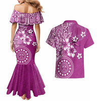 Cook Islands Couples Matching Mermaid Dress and Hawaiian Shirt Fandango Hibiscus And Stars LT05 - Polynesian Pride