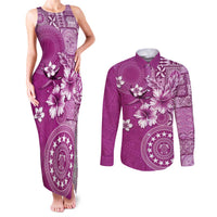 Cook Islands Couples Matching Tank Maxi Dress and Long Sleeve Button Shirt Fandango Hibiscus And Stars LT05 Fandango - Polynesian Pride