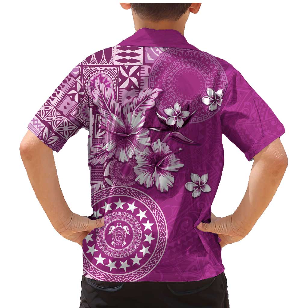 Cook Islands Family Matching Mermaid Dress and Hawaiian Shirt Fandango Hibiscus And Stars LT05 - Polynesian Pride