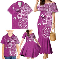 Cook Islands Family Matching Mermaid Dress and Hawaiian Shirt Fandango Hibiscus And Stars LT05 - Polynesian Pride