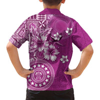 Cook Islands Family Matching Off Shoulder Short Dress and Hawaiian Shirt Fandango Hibiscus And Stars LT05 - Polynesian Pride
