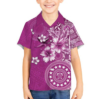 Cook Islands Family Matching Off Shoulder Short Dress and Hawaiian Shirt Fandango Hibiscus And Stars LT05 Son's Shirt Fandango - Polynesian Pride