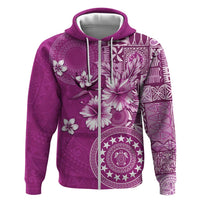 Cook Islands Hoodie Fandango Hibiscus And Stars LT05 Zip Hoodie Fandango - Polynesian Pride