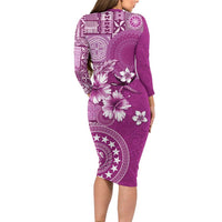 Cook Islands Long Sleeve Bodycon Dress Fandango Hibiscus And Stars