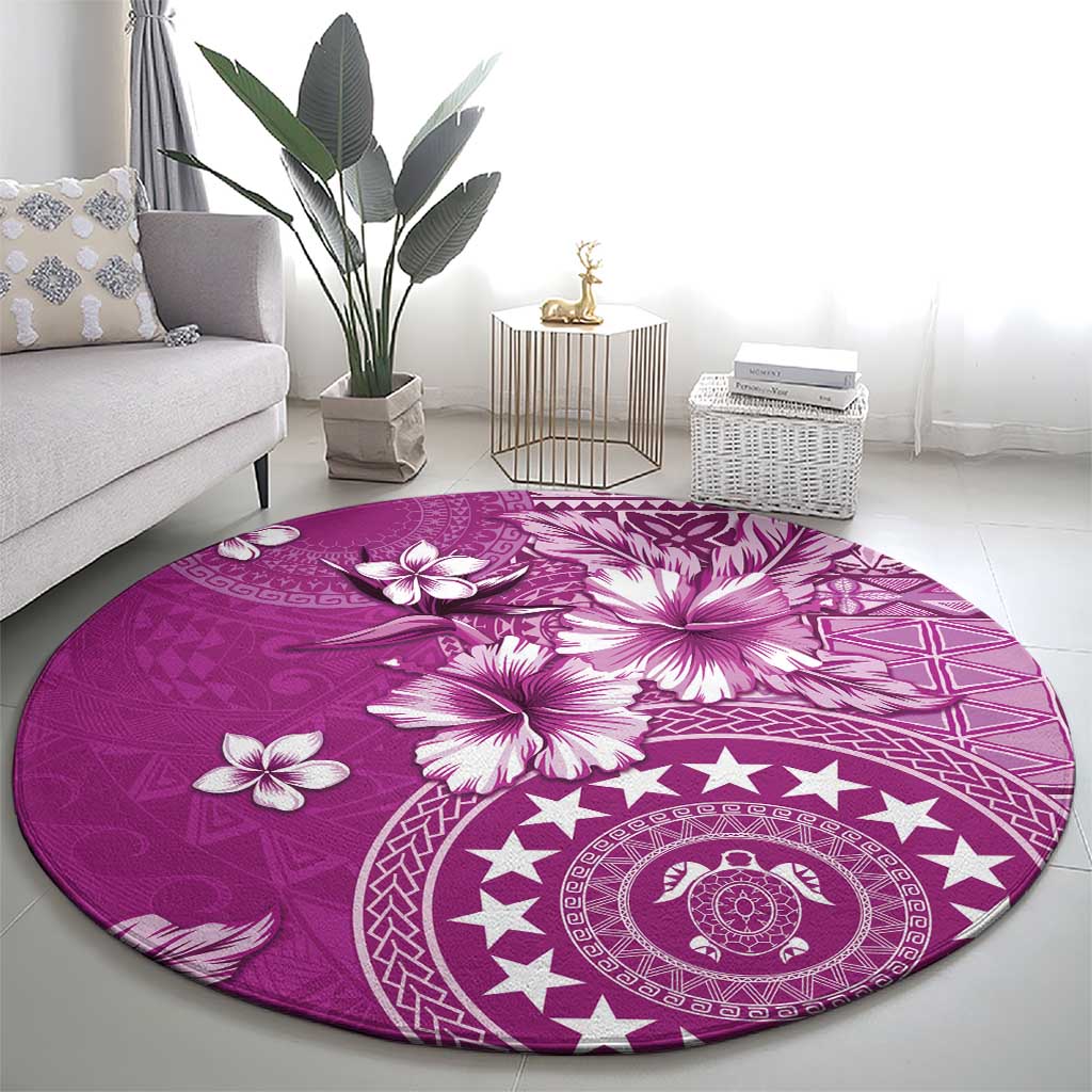 Cook Islands Round Carpet Fandango Hibiscus And Stars LT05 - Polynesian Pride