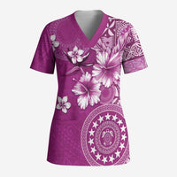 Cook Islands Scrub Top Fandango Hibiscus And Stars - Polynesian Pride