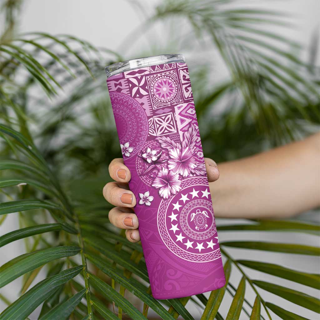 Cook Islands Skinny Tumbler Fandango Hibiscus And Stars LT05 - Polynesian Pride