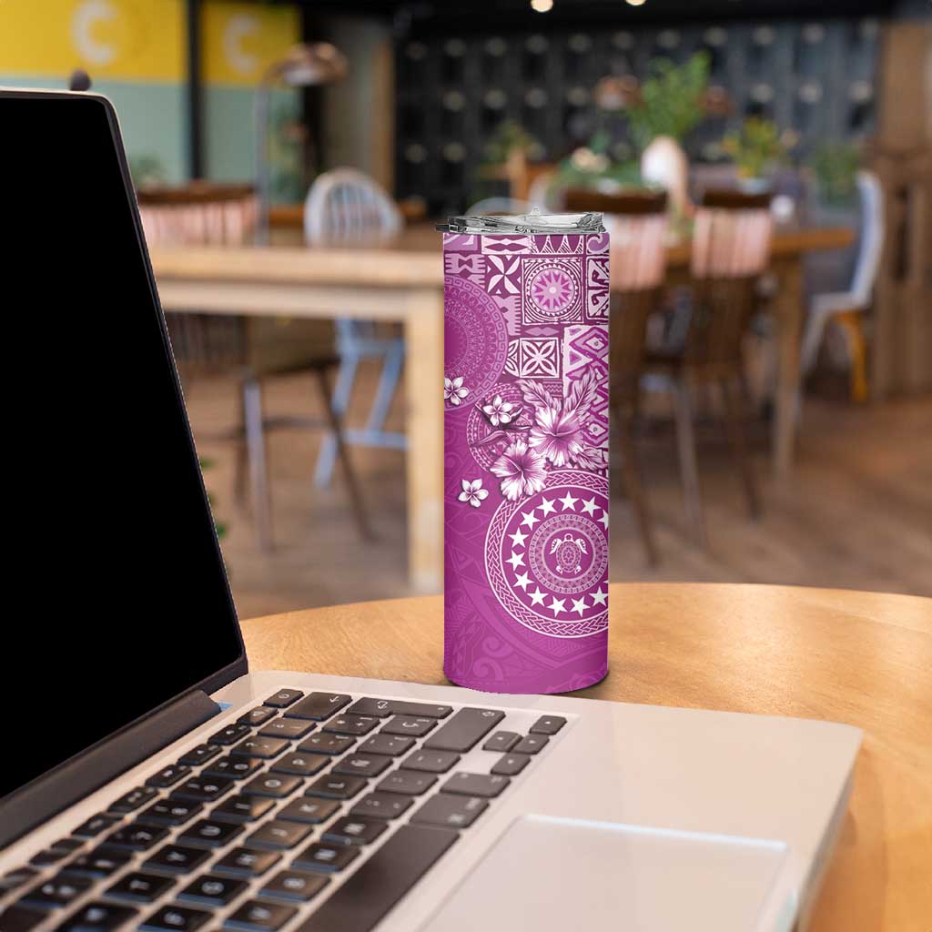 Cook Islands Skinny Tumbler Fandango Hibiscus And Stars LT05 - Polynesian Pride