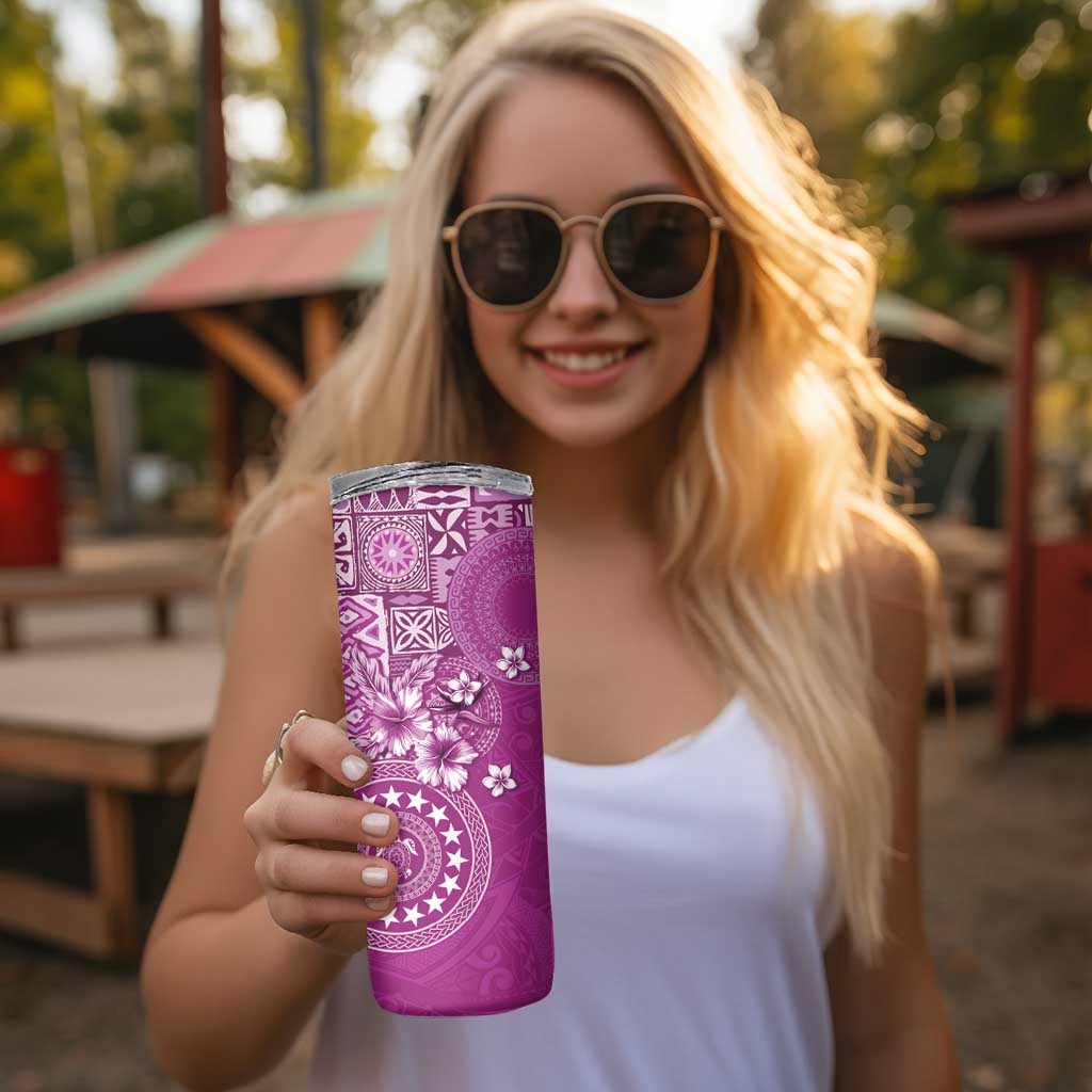 Cook Islands Skinny Tumbler Fandango Hibiscus And Stars LT05 - Polynesian Pride