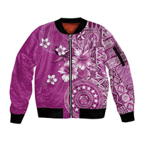 Cook Islands Sleeve Zip Bomber Jacket Fandango Hibiscus And Stars