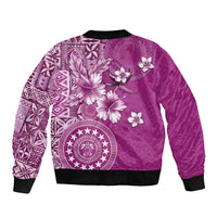 Cook Islands Sleeve Zip Bomber Jacket Fandango Hibiscus And Stars