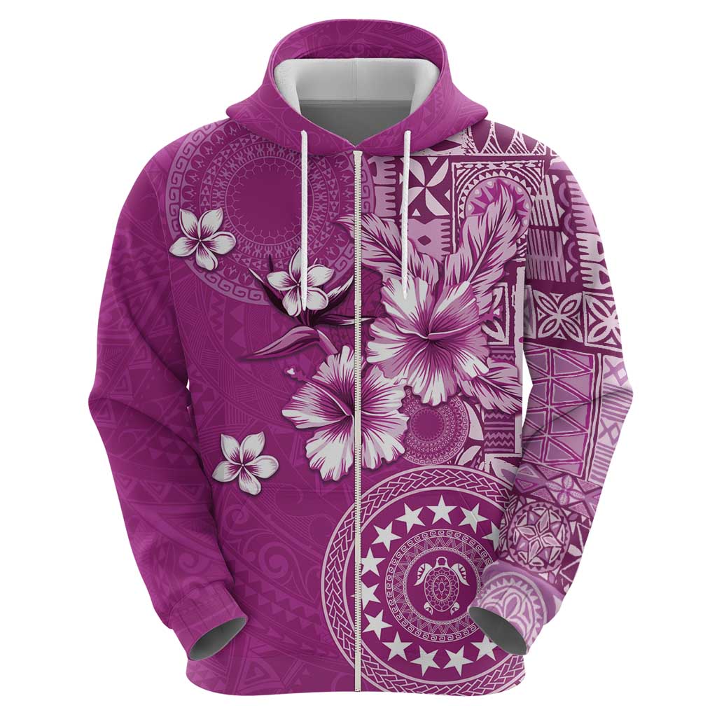 Cook Islands Zip Hoodie Fandango Hibiscus And Stars