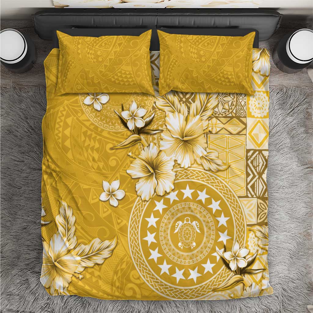 Cook Islands Bedding Set Yellow Hibiscus And Stars LT05 Yellow - Polynesian Pride