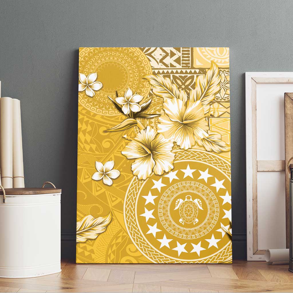 Cook Islands Canvas Wall Art Yellow Hibiscus And Stars
